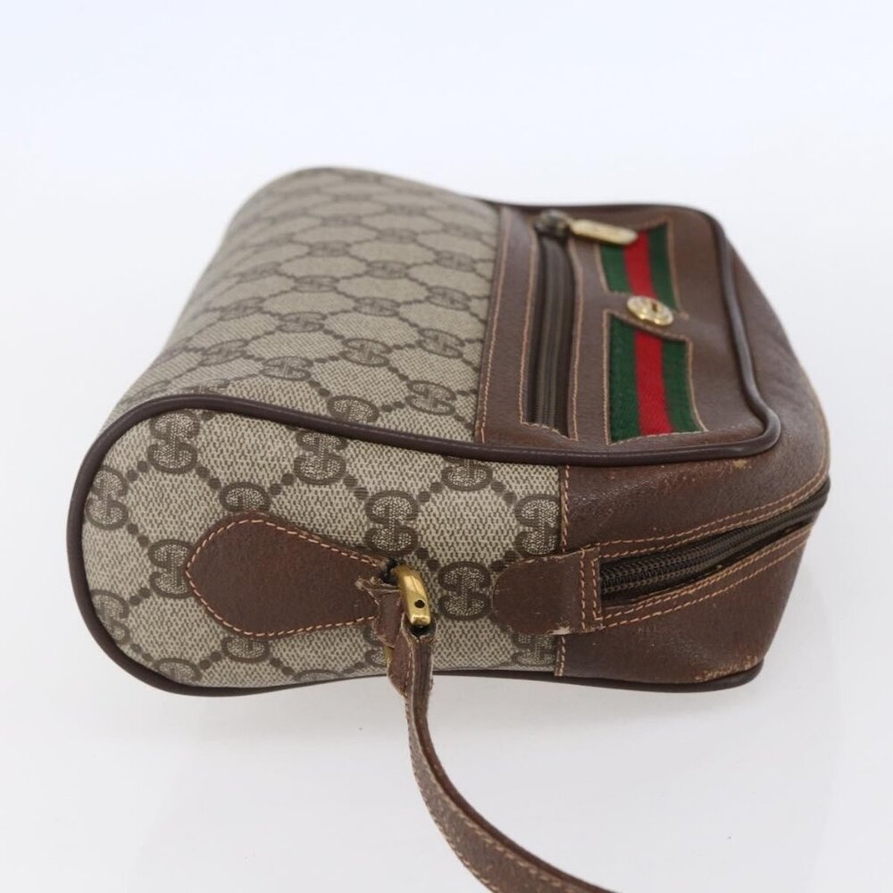 GUCCI GG Supreme Web Sherry Line Bag PVC Beige Gold 56 02 087 Auth 153480 - Picture 5 of 16